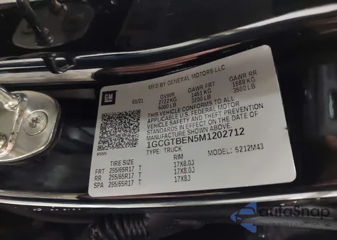 2021 Chevrolet Colorado 4Wd Short Box Wt z USA, uszkodzony, nr VIN 1GCGTBEN5M1202712